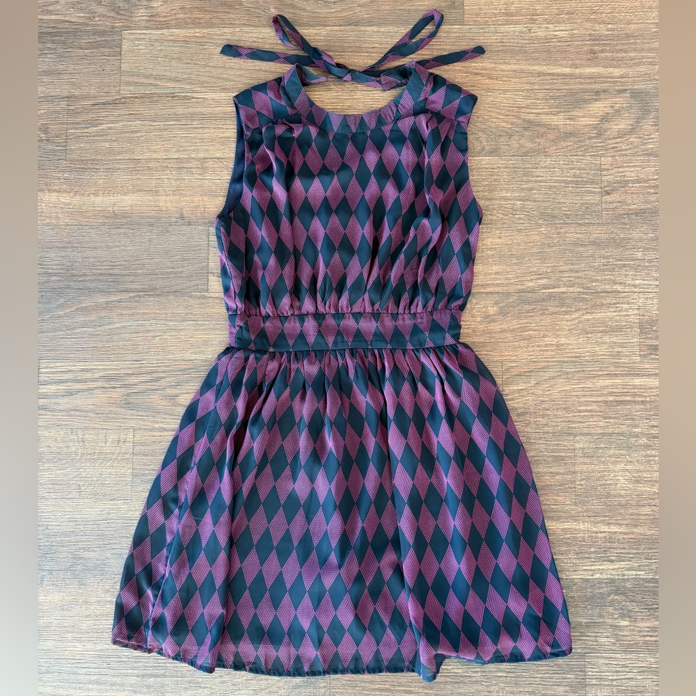 Sleeveless Fully Lined Harlequin Summer Dress - Small - Pre-owned